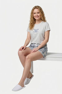 Sweet Dreams Graphic Printed Short Set - Light Grey — thumbnail 3